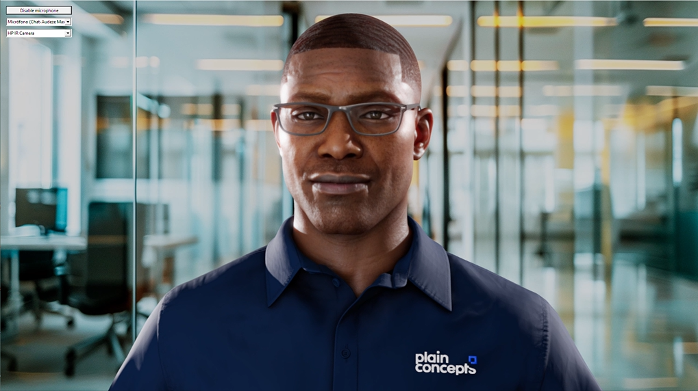 Real-time conversational 3D avatar rendered with Evergine