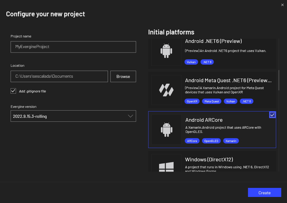 picture about configure a augmented reality mobile project in evergine